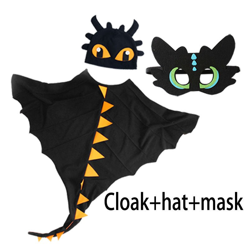 Kids Dragon Costume Cloak with Hat for Girls Boys Toothless Dragon Costume Cape Halloween Christmas Dinosaur Cosplay Costumes