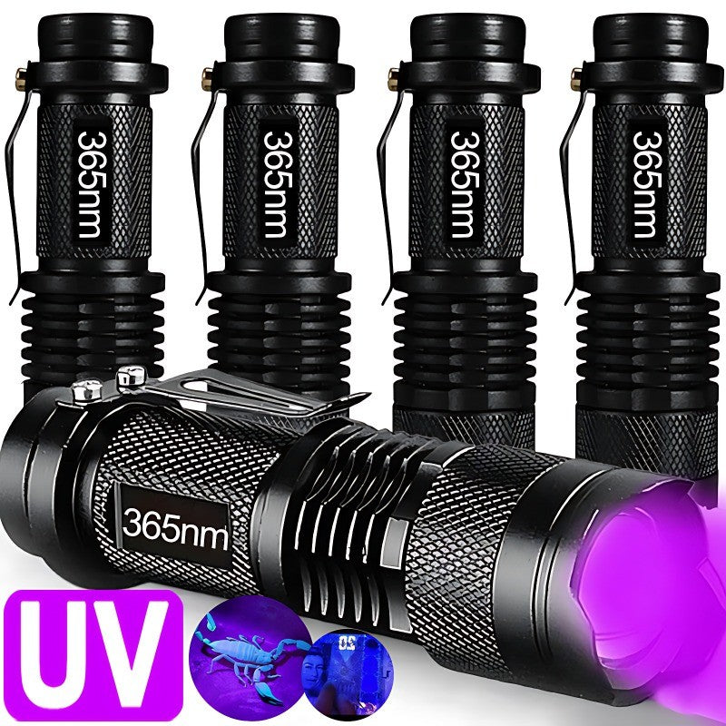 365/395nm UV Flashlight Zoomable Ultra Violet Torch Ultraviolet Lights for Pet Urine Stains Scorpions Fluorescent Agent Detector
