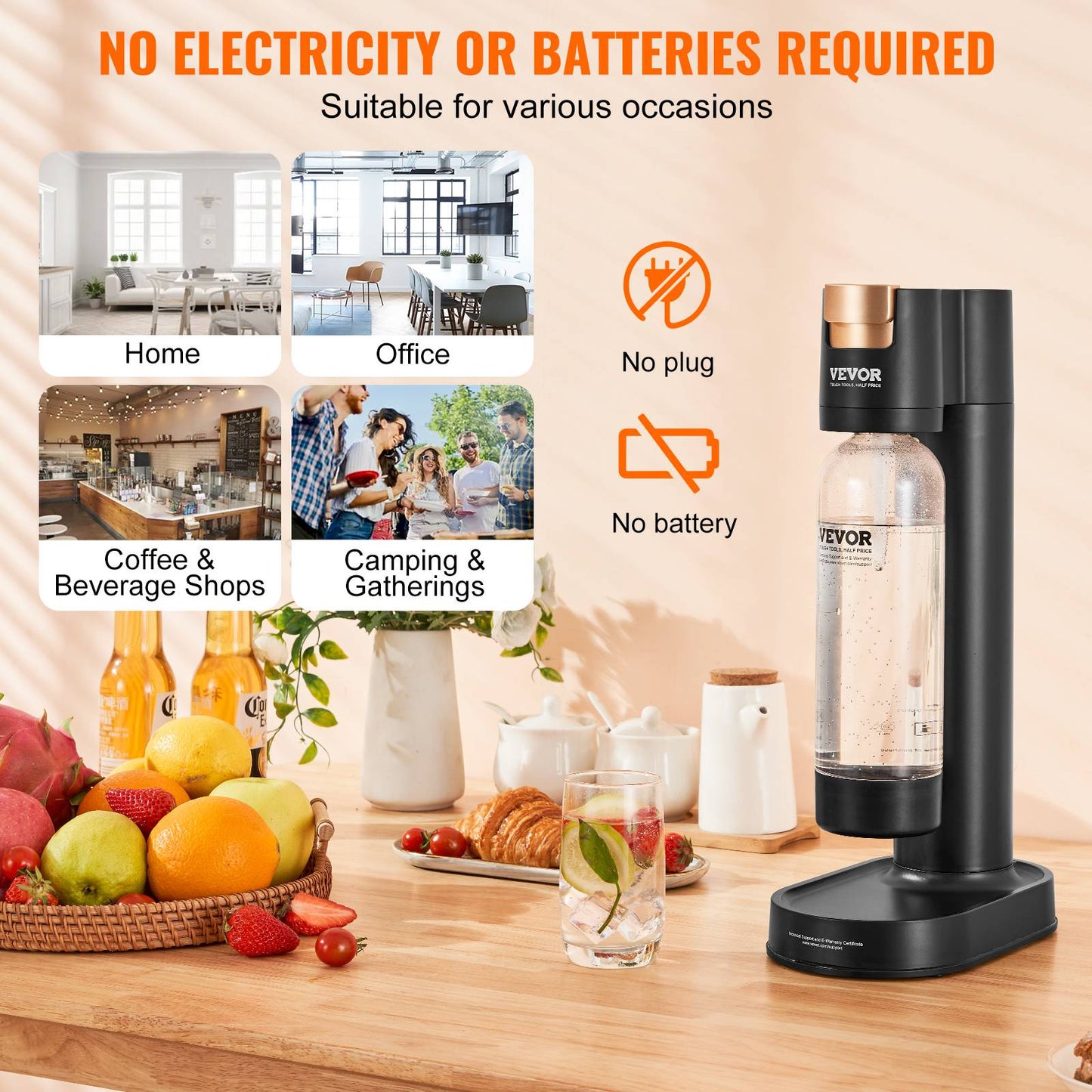 SucceBuy Sparkling Water Maker Soda Maker Machine for Home Carbonating Seltzer Water Starter Kit with BPA free 1L PET Bottle