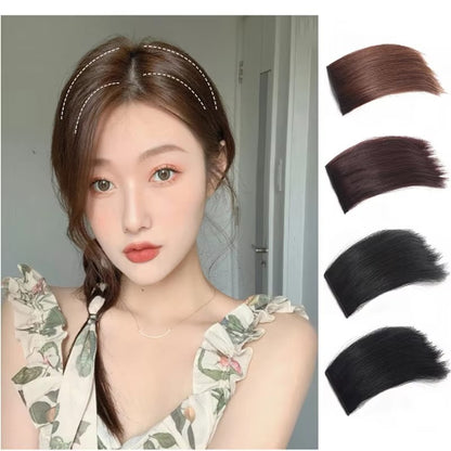 Aplique de Cabelo Sintético Liso Curto Invisível para Cobertura da Parte Superior da Cabeça Feminino
