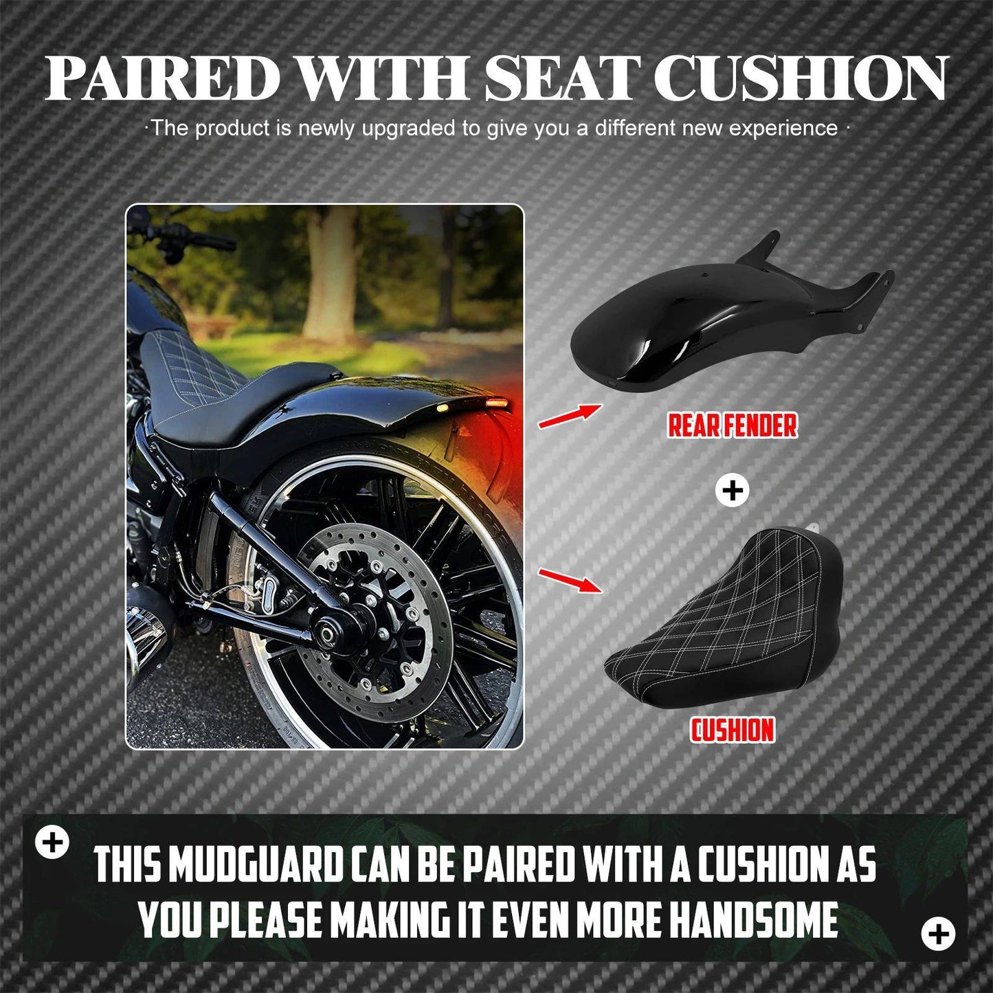 Rear Fender With LED Turn Signal Brake Light Motorcycle Mudguard Cover For Harley Softail Breakout FXBRS FXBR Rocker 2008-2017