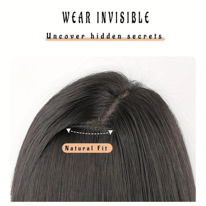 Apliques de Cabelo Sintético Liso Comprido de 22 Polegadas com Grampo em Formato de V Resistente ao Calor Acessórios para Cabelo