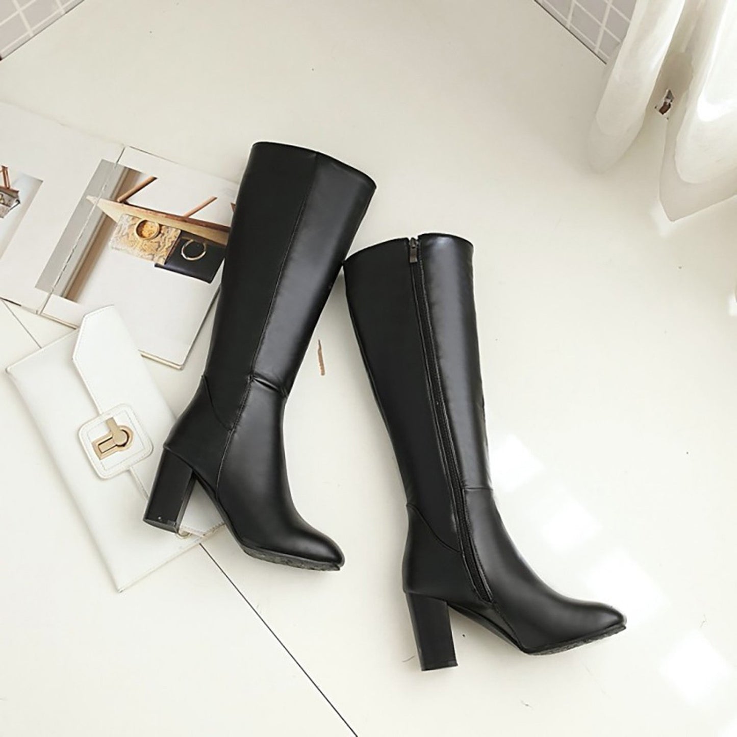 Autumn And Winter Women'S High Boots Fashion Soft Leather Back Zipper Long Boots Ladies Comfortable Knee High Boots Botas Mujer