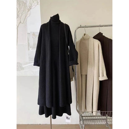 Gentle and Lazy Slimming Knitting 2025 Autumn New Loose Sweater Cardigan Skirt Fashion Set