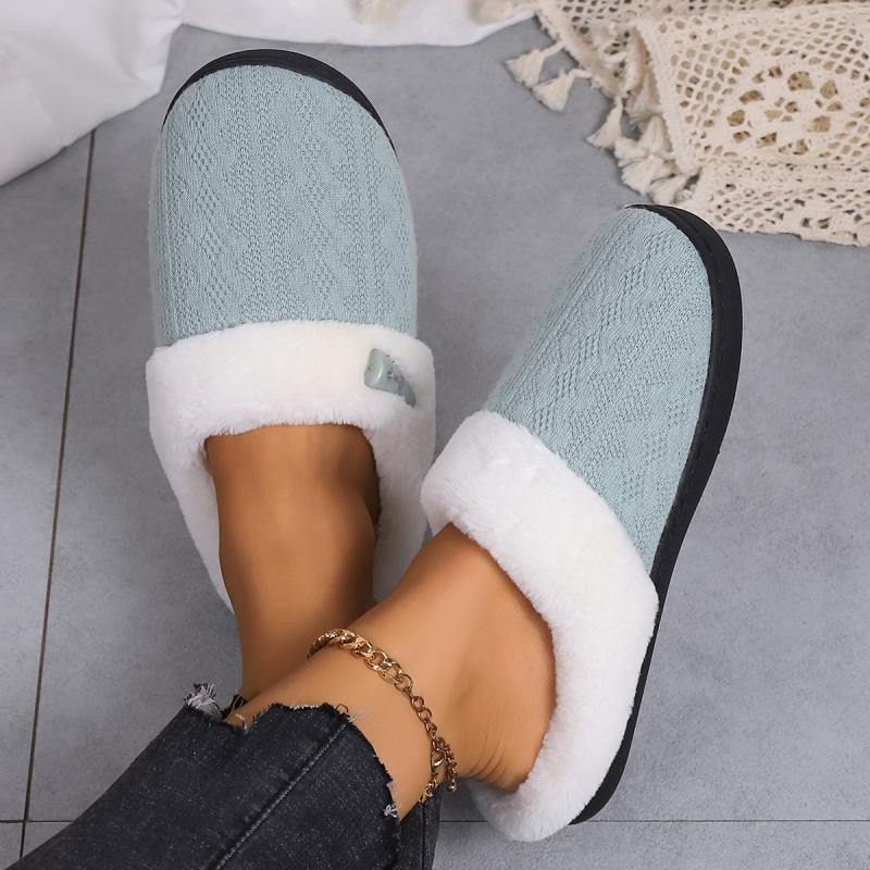 Platform Fluffy Slippers Women House Plush Fashion Designer Winter Shoes Ladies Flats Warm Home Casual Footwear Elegant Big Size
