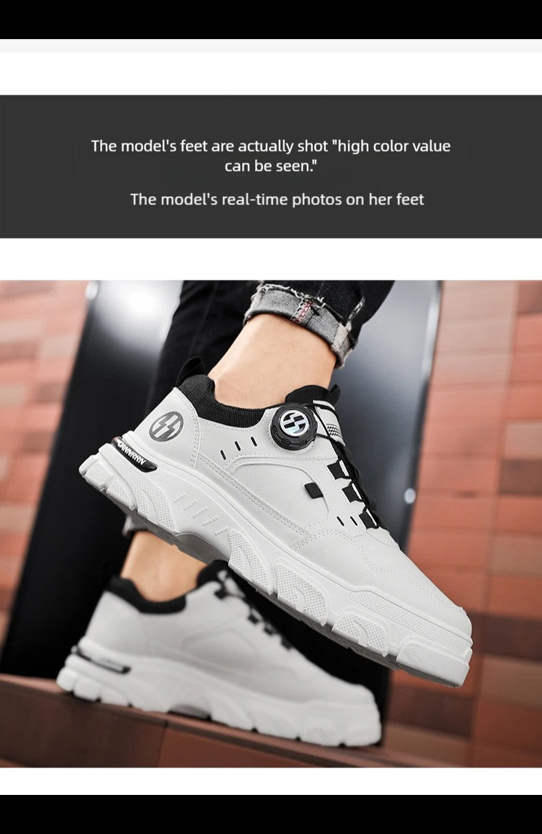 Men's boots autumn and winter new rotating shoelaces fashion casual boots youth outdoor boots anti slip soft sole workwear boots
