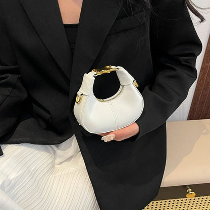 Simple Y2K Pu Leather Handbag Solid Color Minimalist Style Crossbody Bag Coin Purses Half-moon Crescent Bag Ladies