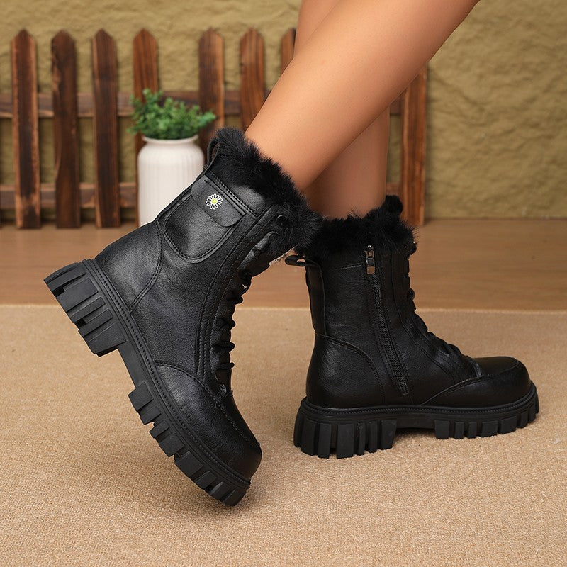 Women's Winter Fleece-Lined Warm  Boots2025New Versatile Height-Increasing Women's Boots Slim Short Boots