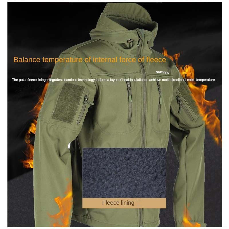 Conjunto de Jaqueta Tática Corta-vento, Impermeável e à Prova de Frio para Inverno 2025, Conjunto de Pesca, Jaqueta Grossa de Algodão Quente, Conjunto de Montanhismo
