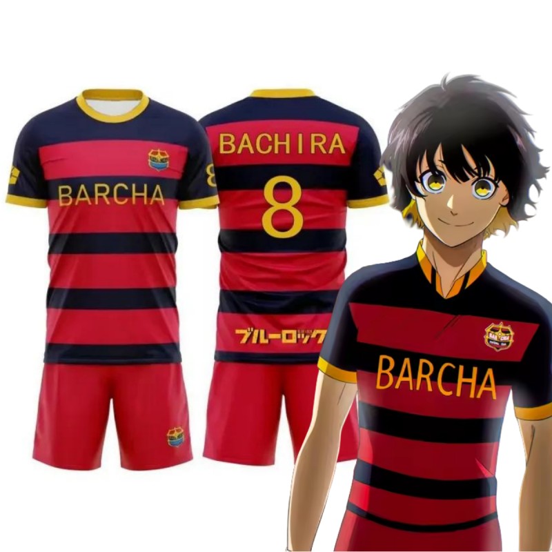 Anime Bachira Shirt Cosplay Costumes FC Barcha Team Football Jersey Meguru Bachira Shirts Shorts Set 3D Printing