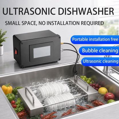 High-Power Bubbling Ultrasonic Dishwasher for Home, Restaurant, Small Smart Sink, Portable, Simple, No Installation