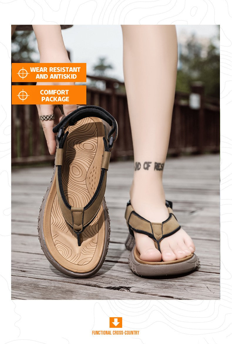 Men's simple casual sandals summer outdoor anti slip wear-resisting comfort beach shoes breathable fashion male walking slippers
