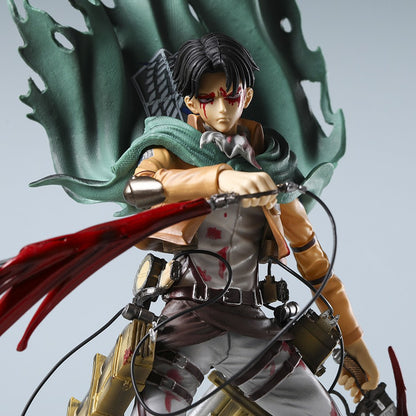 Mikasa Levi Ackerman Battle Damage Ver PVC Anime Figure Colecionável Estátua Boneca Modelo Presente Brinquedo Decoração