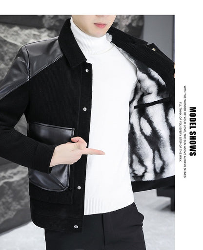 Korean Winter Jacket for Men Thickened and Warm Wool Blends Jacket Casual Business Streetwear Overcoat Social Men Clothing 2023