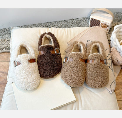 Winter Children's Shoes 2025 New Girls Fluffy Cotton Shoes Soft Bottom Non-slip Kids Fashion Simple Plush Shoes Trend Versatile