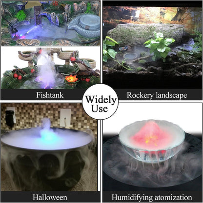 Ultrasonic Mist Maker Fogger Halloween Atomizer LED Pumpkin Light Water Fountain Pond Fog Machine for Halloween Party Decoration