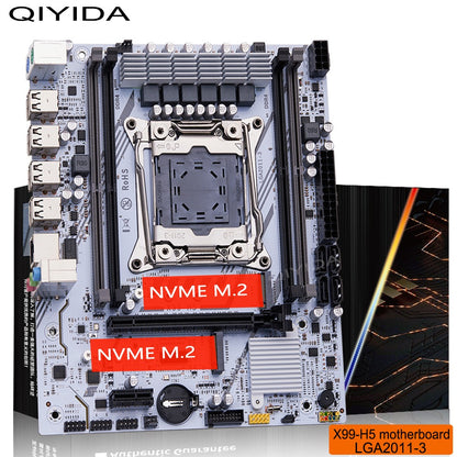 QIYIDA X99 Placa-Mãe Kit Xeon LGA2011-3 E5 2650 V4 2pcs*8gb=16GB DDR4 RAM USB PCI 3.0 NVME M.2 SATA M-ATX
