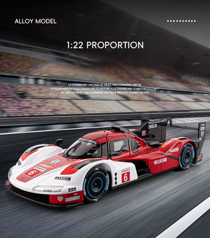 1:22 963 Corrida de Endurance de 24 Horas Modelo de Carro em Liga de Metal Diecast Carro Miniatura com Luz e Som Coleção Carro de Brinquedo para Crianças