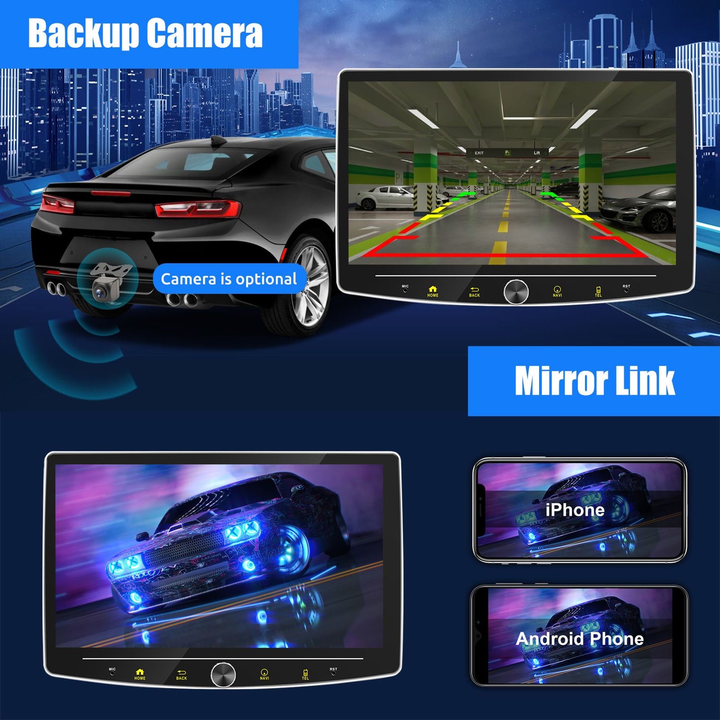 4+64GB Single 1 Din Android 14.0 10.1" Universal Wireless Carplay Rádio Estéreo Multimídia Automotivo GPS Navi WIFI Android Auto