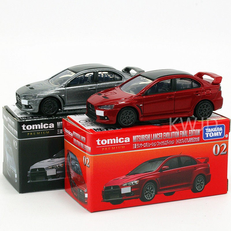 TOMY Mitsubishis JDM Lancer Evo X Carros de liga leve e veículos de brinquedo Modelo de carro em miniatura em escala para crianças