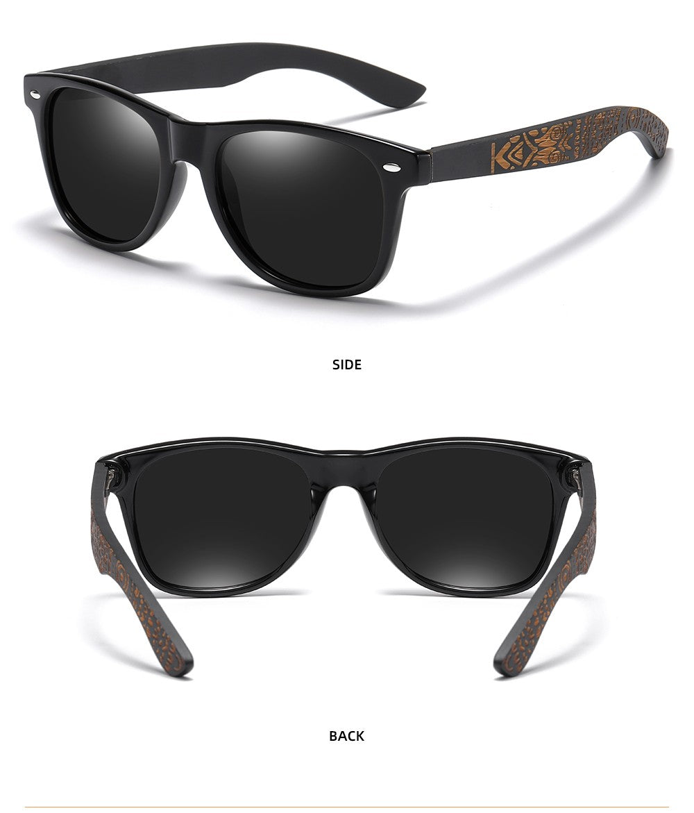Óculos de Sol Masculinos e Femininos Polarizados de Bambu Madeira GM S5097 Oval