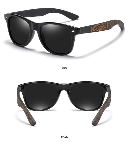 Óculos de Sol Masculinos e Femininos Polarizados de Bambu Madeira GM S5097 Oval