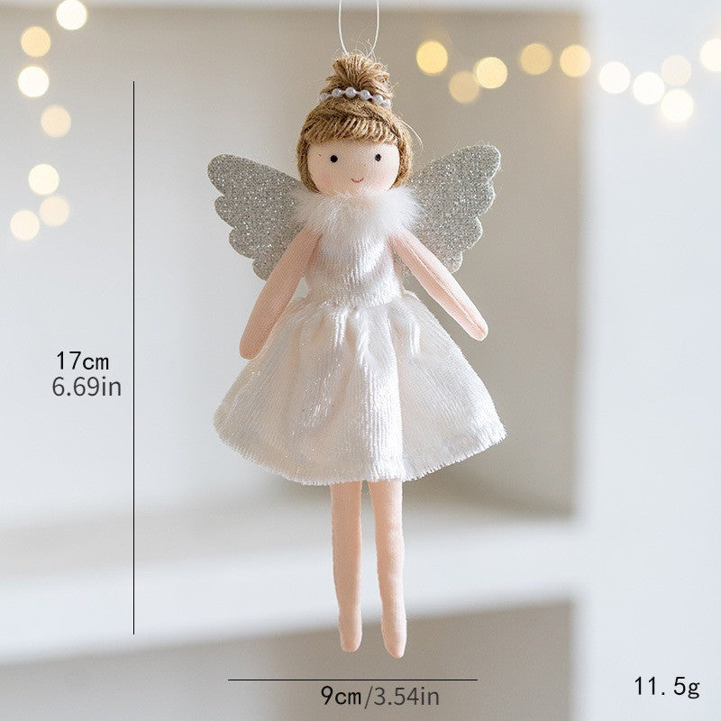 Christmas mesh skirt antlers angel girl doll pendant Christmas tree decoration small pendant children New Year gift