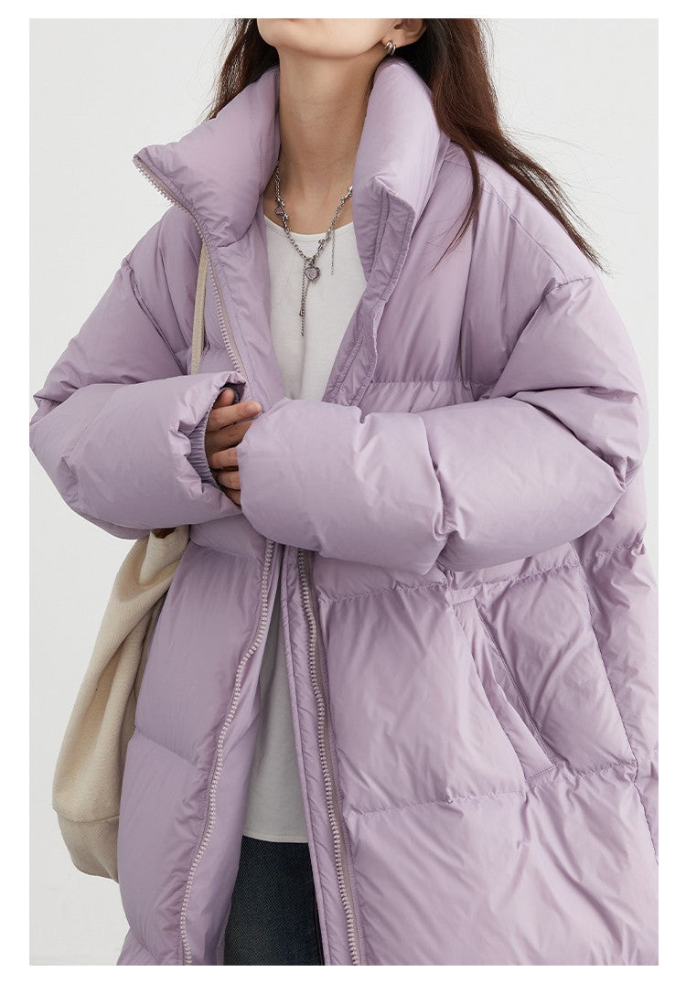 CHIC VEN Women Down Coats Loose Thick Stand-up Collar New Long Thick Down Jacket 80 White Duck Down Female Outerwear Winter 2024