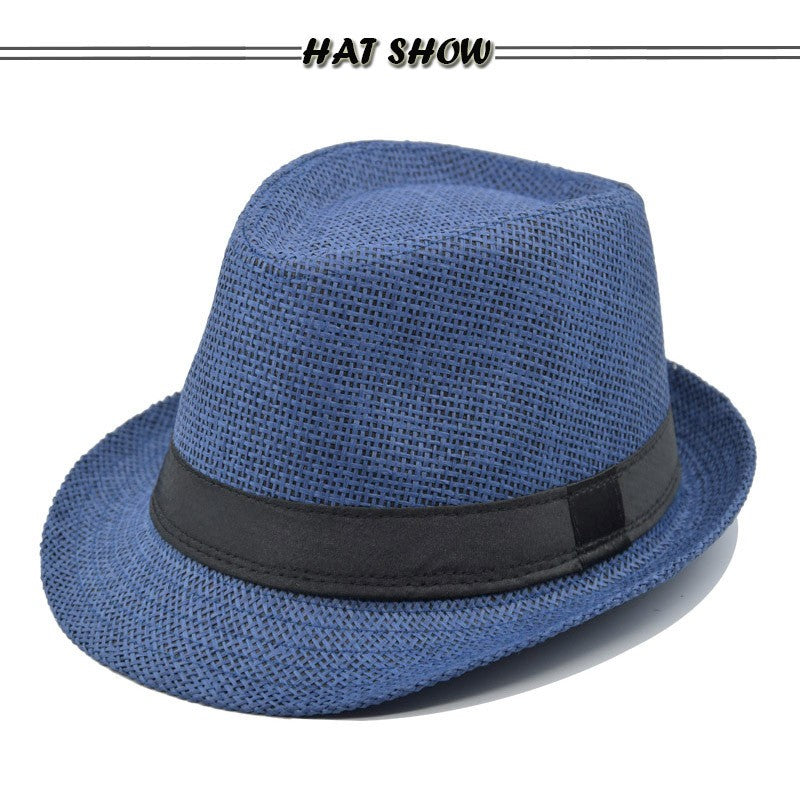 Fashion Unisex Women Men Straw Hat Ribbon Curling Brim Jazz Fedora Hat Panama Gangster Cap Outdoor Beach Parent-Child Sun Hats