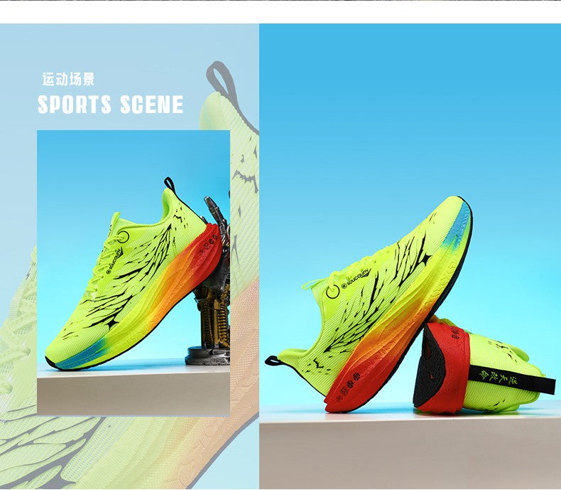 Fluorescence  Running Shoes Carbon Board Marathon Men Sports Lightweight Women's Comfortable Athletic Nonskid Sneakers Casual