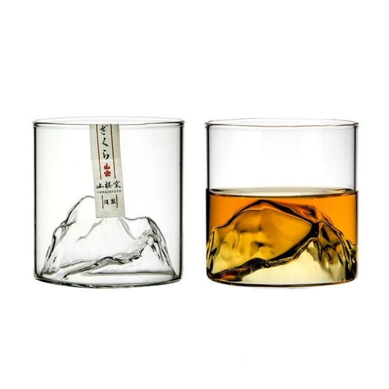 Copo de Uísque Japonês de Gelo para Uísque Puro Copos de Uísque de Montanha 3D Caixa de Presente de Madeira Taça de Conhaque Copo de Vodca Copo de Vinho