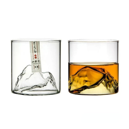 Copo de Uísque Japonês de Gelo para Uísque Puro Copos de Uísque de Montanha 3D Caixa de Presente de Madeira Taça de Conhaque Copo de Vodca Copo de Vinho