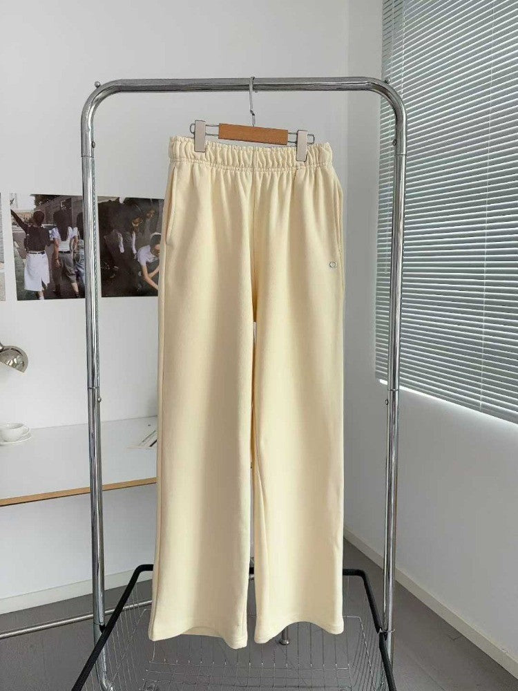 Cotton Loose 2025 Straight Trousers Women Elastic High Waist Black Sports Pants Women Autumn Winter Thicken Sweatpants Women