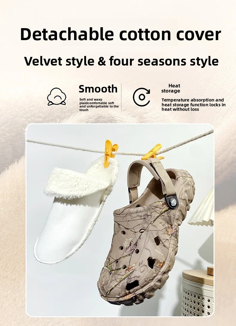 Men's Cotton Slippers Winter Thick Bottom Fleece Lined Warm Home EVA Comfortable Head Covered Slippers Roman Style Sandals