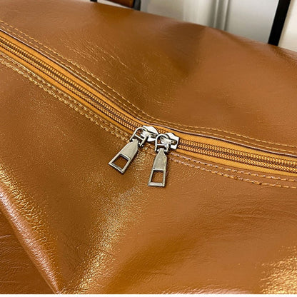 Fashion Women'S Travel Totes Duffle PU Leather Gym Sports Fitness Casual Luggage Handbag Shoes Pocket Shoulder Weekend Bag