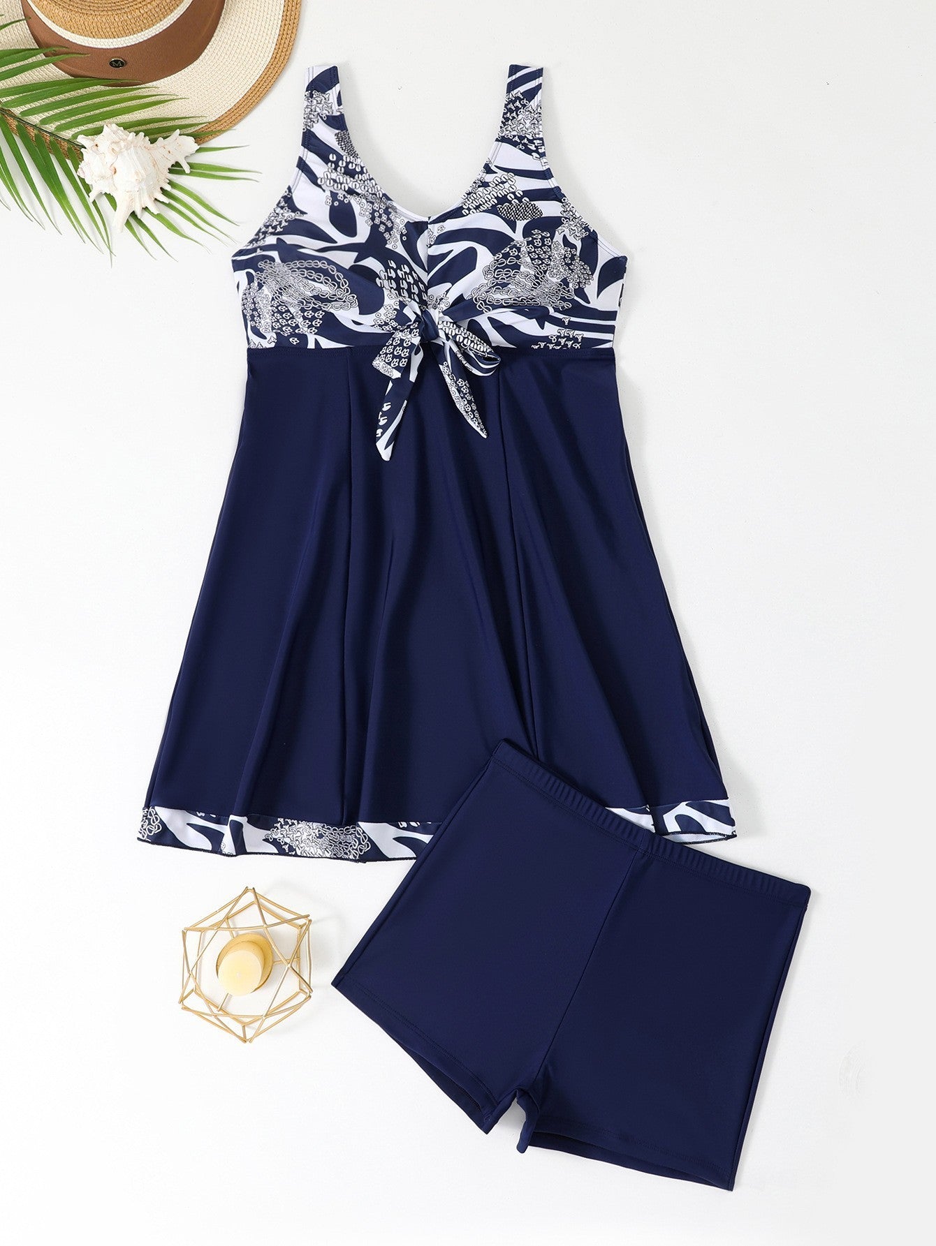 Vigoashely 2025 Sexy Blue Patchwork Tankini High Waist Push UP Swimsuit Women Swimwear Biquinis Lady Strapped Beach Bathing Suit