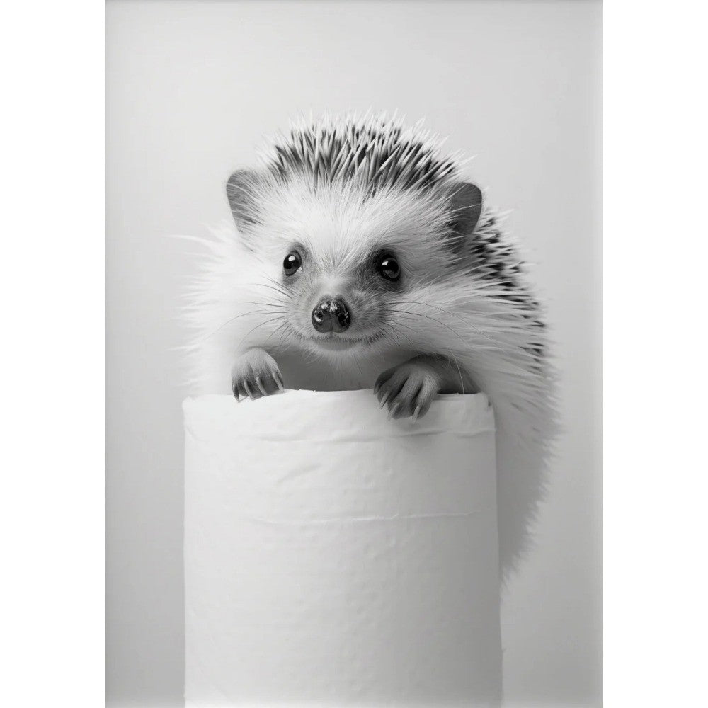 Black and White Cute Animal and Toilet Paper Poster Lion Owl Cat Dog Canvas Painting Wall Art Bathroom Living Room Home Decor