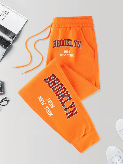 Brooklyn New York 1898 Prints Pocket Sweatpants Men'S Street Autumn Long Pants Elastic Waist Jogging Trousers Basic Comfy Pant