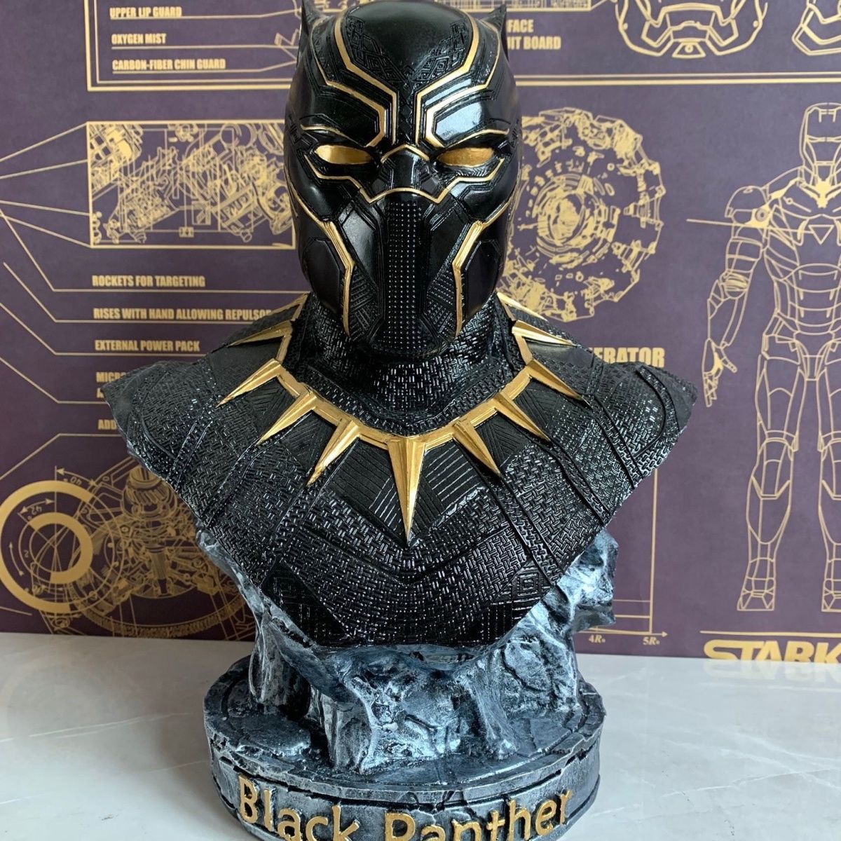 Iron Man Panther Bust Anime Figure Statue marvel Avengers Large Figure Living Room Ornament Resin Collection Gift Toys