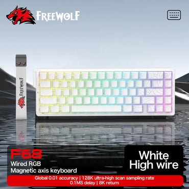 Teclado com Switch Magnético ATTACK SHARK X68HE Com Fio e FREEWOLF F68 Com Fio F68Pro Sem Fio para Jogos Profissionais 8K Hz 0,01mm Gatilho Rápido