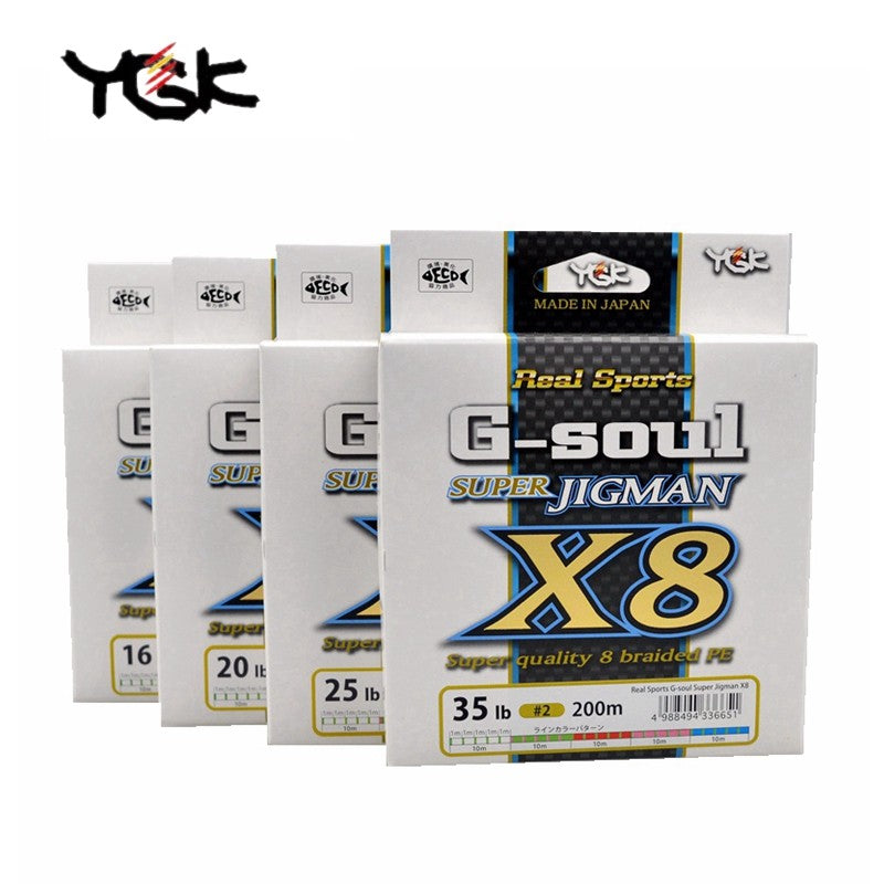Linha de Pesca Trançada Multicores de 8 Fios Original Japonesa 200M 300M YGK G-SOUL X8 JIGMAN, Linha PE de Alta Resistência para Carretel de Pesca de Baixo e Carpa