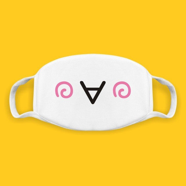 Super Cute Expression Smile Breathable Mouth Face Mask For Korean Black Kpop Unisex Kawaii Face Mouth Muffle Mask Cotton Anime
