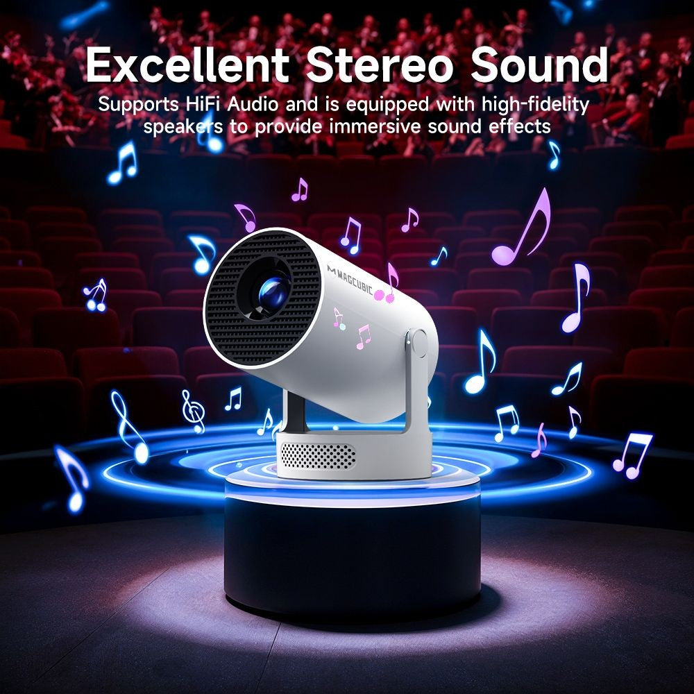Projetor Magcubic 8K HY300 Pro+ com alto-falante embutido de 5W, 1280*720P, Android 14, 8000 Lumens, Wifi6, BT5.4, Portátil para uso Externo