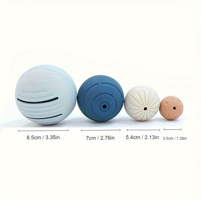 TYRY.HU 4pcs/Set Silicone Baby Teether Chewing Ball Toddler Infant Educational Toy Training Grid Friendly for Babies