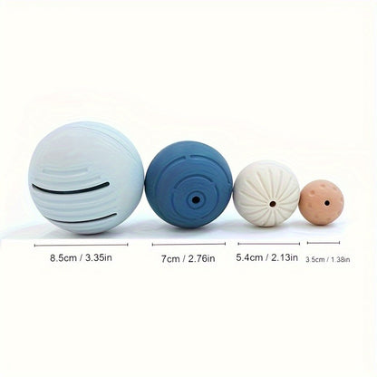 TYRY.HU 4pcs/Set Silicone Baby Teether Chewing Ball Toddler Infant Educational Toy Training Grid Friendly for Babies