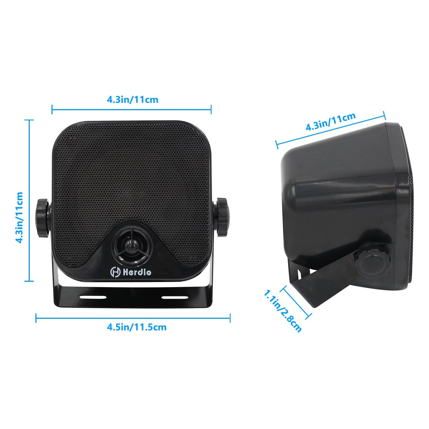Alto-falantes Bluetooth marinhos à prova d'água Herdio 4" 100W para serviço pesado, montados em superfície para trailer, minicarregadeira, quadriciclo, UTV, RZR, carrinho de golfe