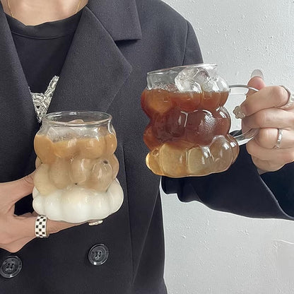 Copo de Vidro INS Copo Térmico Resistente ao Calor Transparente para Suco Leite Café Design Único Copo de Vidro Rosa 3D Copos de Água Utensílios de Bar