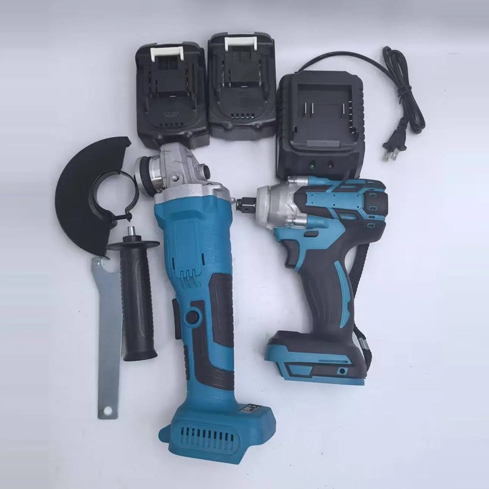 Conjunto combinado de esmerilhadeira angular elétrica sem escova de 125mm de 18V para parafusadeira de impacto e ferramenta elétrica Makita