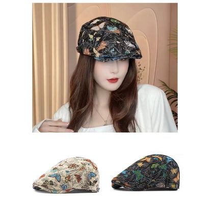 Classic Peaky Blinders Berets Women Vintage Black Embroidery Cotton Caps Men Breathe Artist's Hat Summer Outdoor Hip Hop