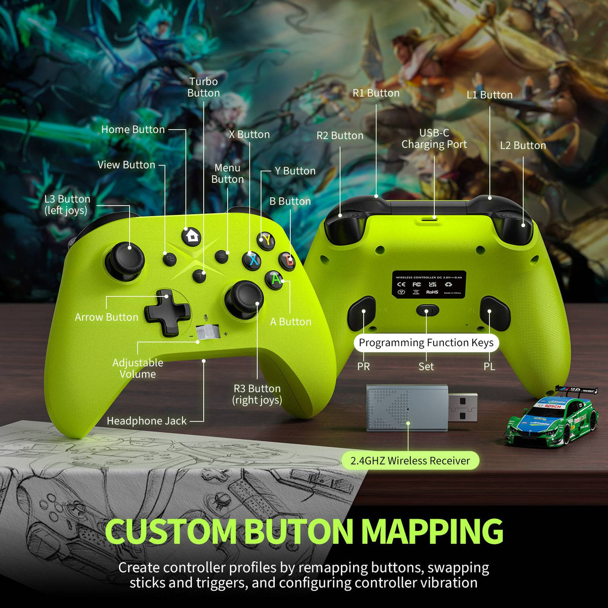 Wireless Gamepad For Xbox One/Xbox Series X/S/ Xbox Controller With Six-Axis Gyro Turbo Function Game Consoles Joystick